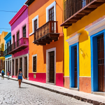 **Image Prompt:** A vibrant street scene in San Miguel de Allende, Mexico, showcasing the colonial architecture, cobblestone streets, and a mix of locals and expats enjoying a sunny afternoon. Focus on the colorful buildings and the lively atmosphere.