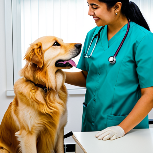 멕시코에서 애완동물 키우기 - Visiting a Vet in Mexico**

"A veterinarian in a clean, modern clinic in Mexico, examining a golden ...
