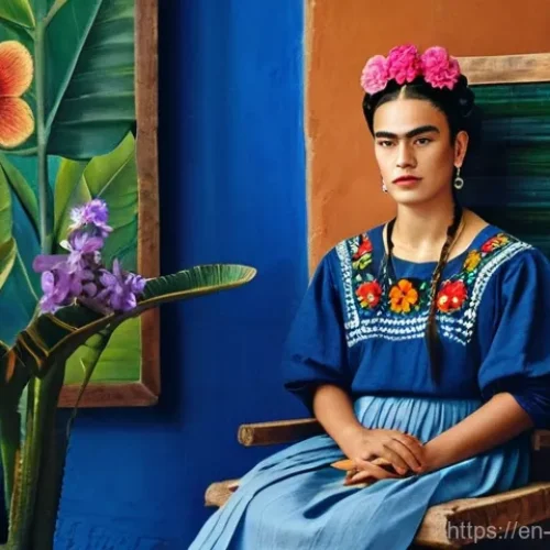 멕시코 유명 예술가  프리다 칼로 디에고 리베라 - **Frida's Intimate Studio at Casa Azul:**
    "A vibrant, highly detailed, and emotionally rich imag...