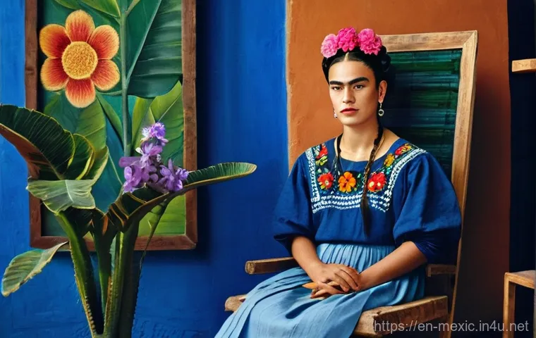 멕시코 유명 예술가  프리다 칼로 디에고 리베라 - **Frida's Intimate Studio at Casa Azul:**
    "A vibrant, highly detailed, and emotionally rich imag...