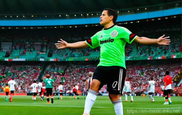 멕시코 유명 축구 선수  라울 히메네스 치차리토 - **A celebratory and emotional scene depicting Javier "Chicharito" Hernández making his grand return ...