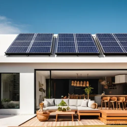 멕시코에서 태양광 발전 활용법 - **Prompt:** A vibrant, sun-drenched image of a modern Mexican home with sleek, dark monocrystalline ...