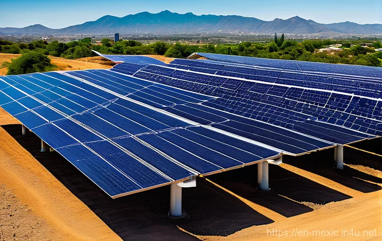 멕시코에서 태양광 발전 활용법 - **Prompt:** A dynamic and professional scene showcasing the intricate process of solar panel install...