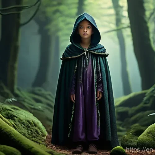 Home 1 멕시코 유명인사 살마 하이에크 기예르모 델 토로 디에고 루나 - **Prompt:** A young adventurer, approximately 11 years old, wearing sturdy, earth-toned pants, a lon...