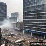 Home 17 멕시코에서 자주 발생하는 자연재해 - A dynamic urban scene in Mexico City during a moderate earthquake: modern skyscrapers with flexible,...